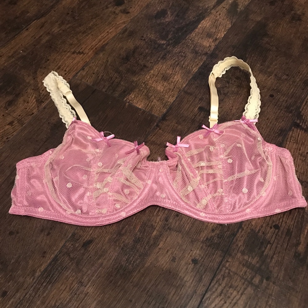 Satin & Dot Mesh Bra